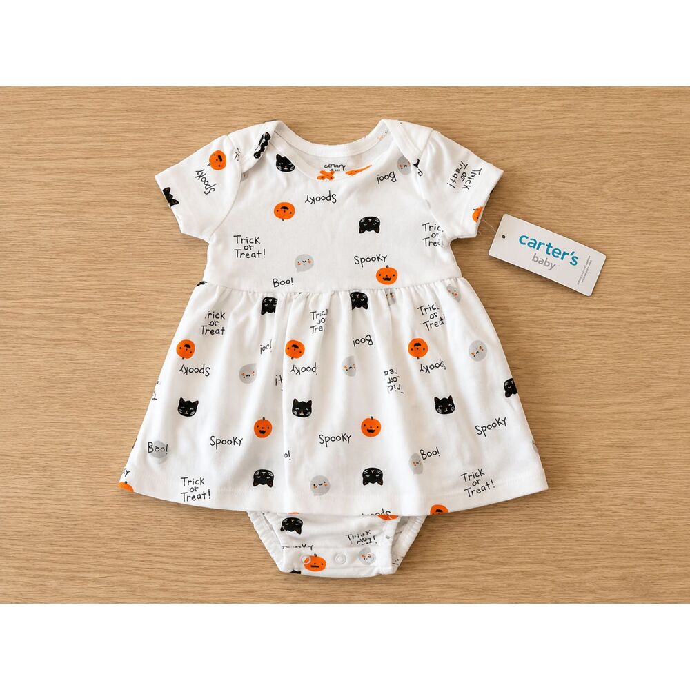 Carter's Halloween Dress Bodysuit 6 Months NWT Ghost Pumpkin Cat